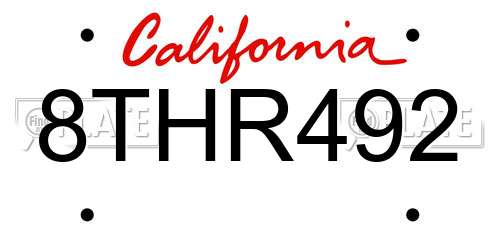8THR492 California License Plate