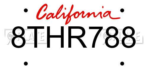 8THR788 California License Plate