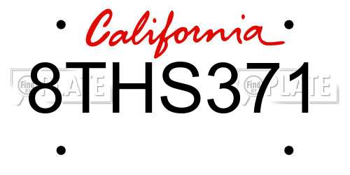 8THS371 California License Plate