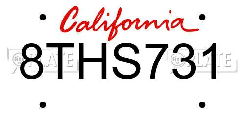 8THS731 California License Plate