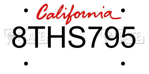8THS795 California License Plate