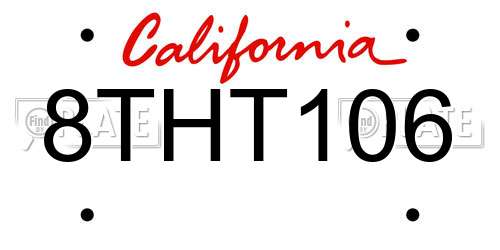 8THT106 California License Plate