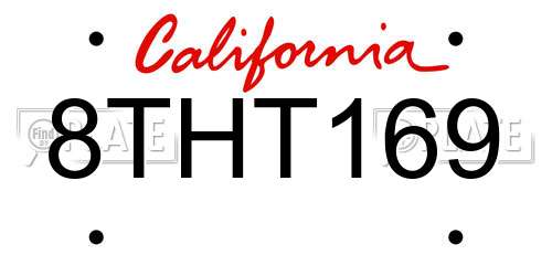 8THT169 California License Plate