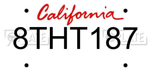 8THT187 California License Plate