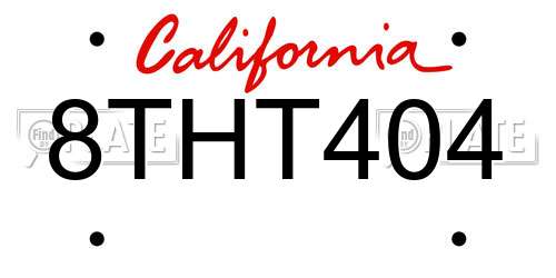 8THT404 California License Plate