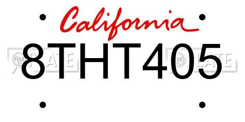 8THT405 California License Plate