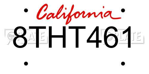 8THT461 California License Plate
