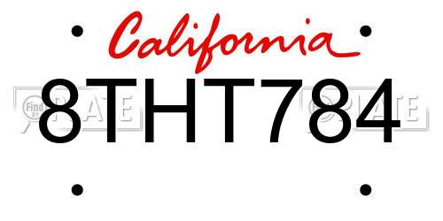 8THT784 California License Plate