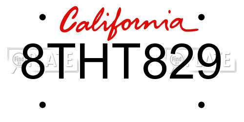 8THT829 California License Plate