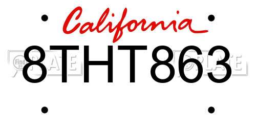 8THT863 California License Plate