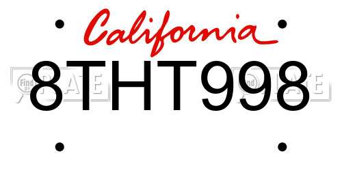 8THT998 California License Plate