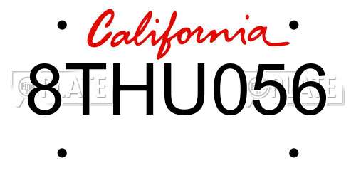 8THU056 California License Plate
