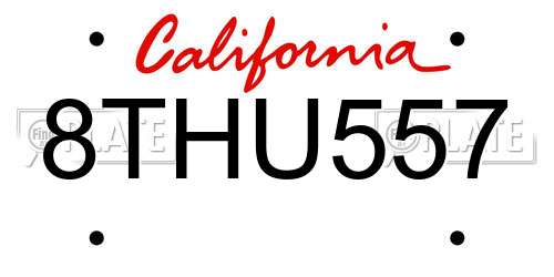 8THU557 California License Plate