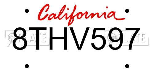 8THV597 California License Plate