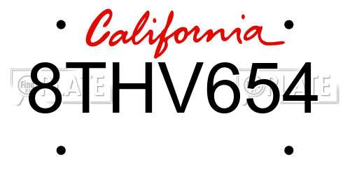 8THV654 California License Plate