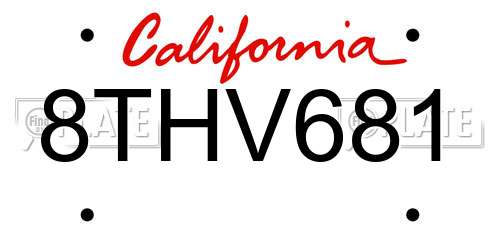 8THV681 California License Plate