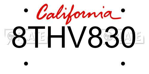 8THV830 California License Plate