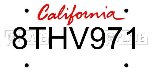 8THV971 California License Plate