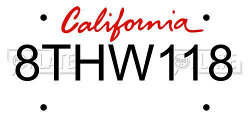 8THW118 California License Plate