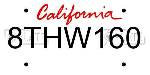 8THW160 California License Plate