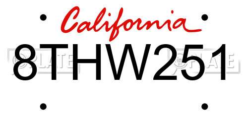8THW251 California License Plate
