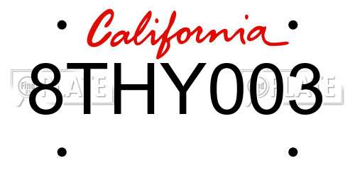 8THY003 California License Plate