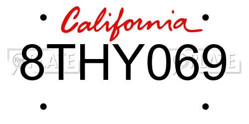8THY069 California License Plate