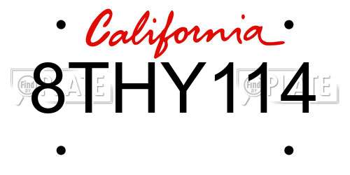 8THY114 California License Plate