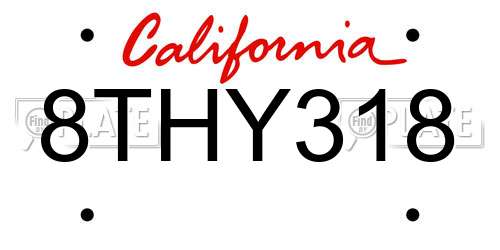 8THY318 California License Plate