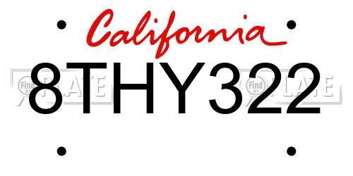 8THY322 California License Plate