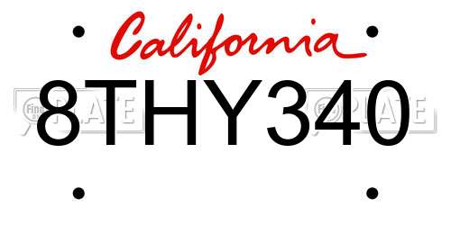 8THY340 California License Plate