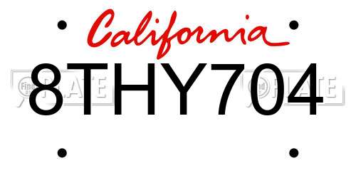 8THY704 California License Plate