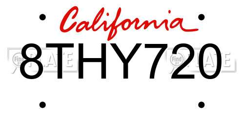 8THY720 California License Plate