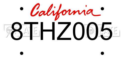 8THZ005 California License Plate