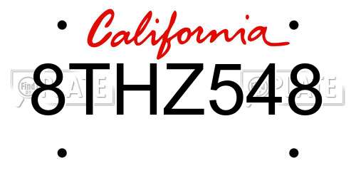 8THZ548 California License Plate