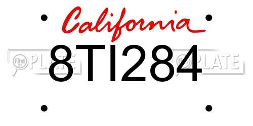 8TI284 California License Plate