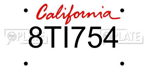 8TI754 California License Plate