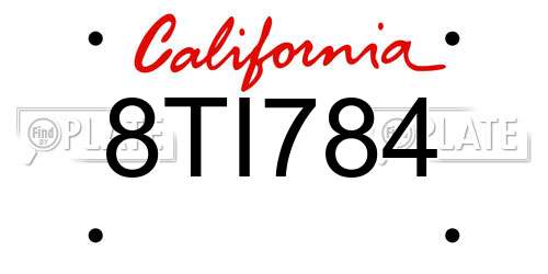 8TI784 California License Plate