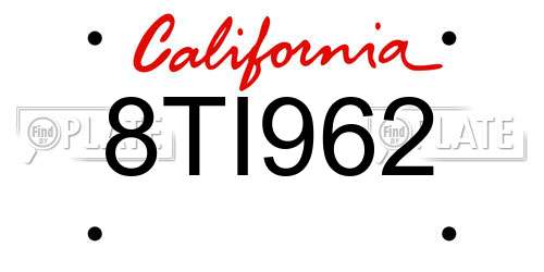 8TI962 California License Plate
