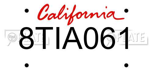 8TIA061 California License Plate