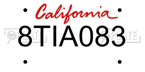 8TIA083 California License Plate