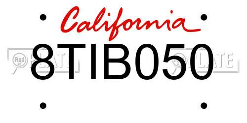 8TIB050 California License Plate