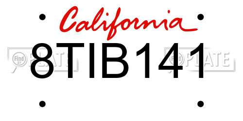 8TIB141 California License Plate