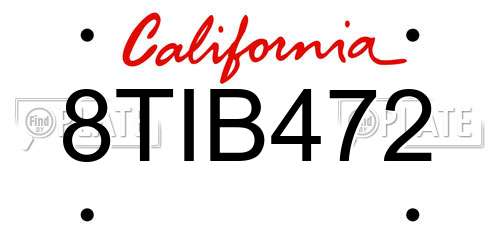 8TIB472 California License Plate