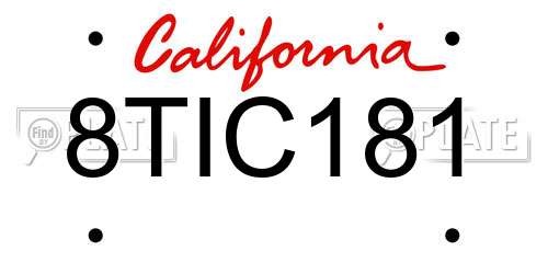 8TIC181 California License Plate