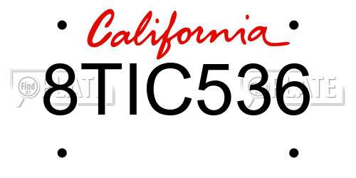 8TIC536 California License Plate