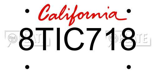 8TIC718 California License Plate