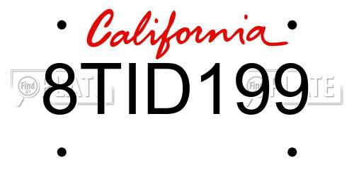 8TID199 California License Plate