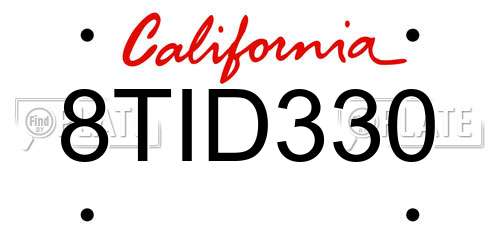 8TID330 California License Plate