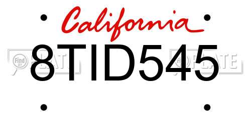 8TID545 California License Plate